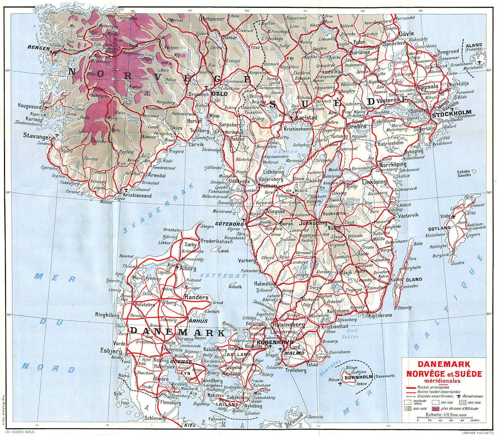 DENMARK. Norvege Suede Meridionales 1955 old vintage map plan chart